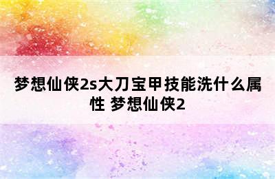 梦想仙侠2s大刀宝甲技能洗什么属性 梦想仙侠2